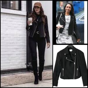 ASO The Flash Aritzia Wilfred Montesson Black Moto Japanese Crepe Jacket Size 0